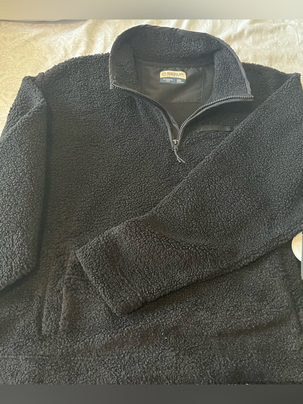Magellan Outdoors women Black Sherpa Quarter-Zip Pullover